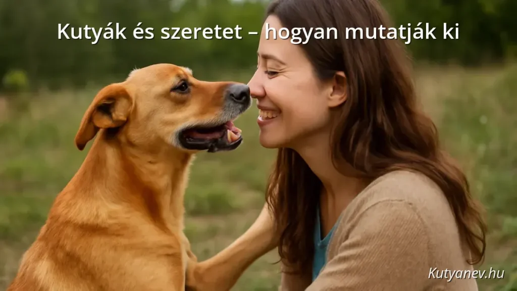 A kutya szeretetet mutat gazdájának a természetben
